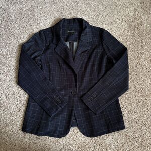 Liverpool Los Angeles Blazer Womens M Navy Check Casual Preppy Unlined NWT